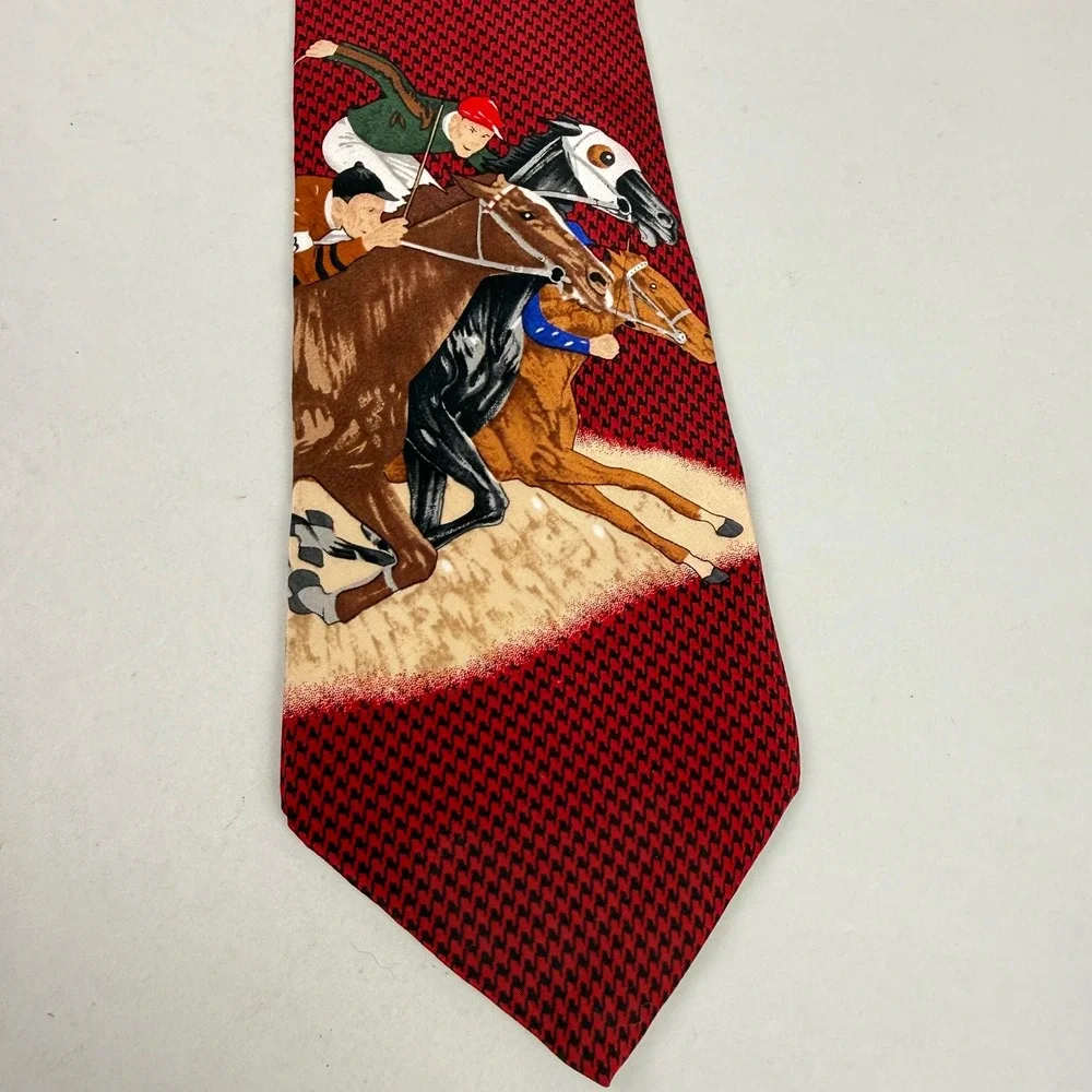 The Saturday Evening Post Silk Tie Mens Horse Racing‎ Vintage